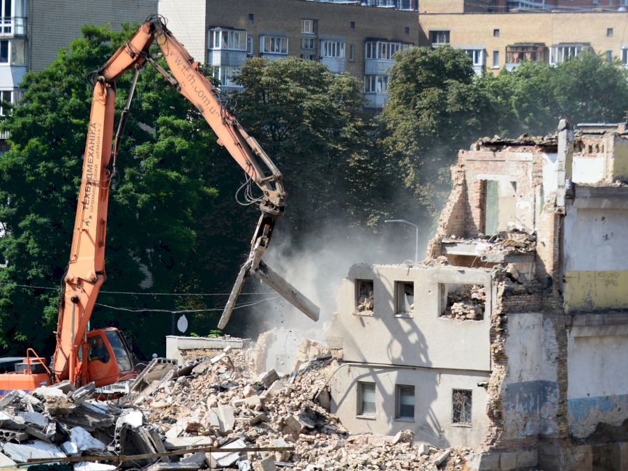 Remains of shelling by Russian troops of Kyiv, Ukraine